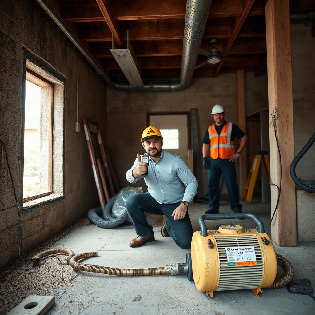 A friendly, IICRC-certified Trinity Mold Pros technician explaining the mold remediation process to a homeowner in Cedar Hill, showing a clear diagram.
