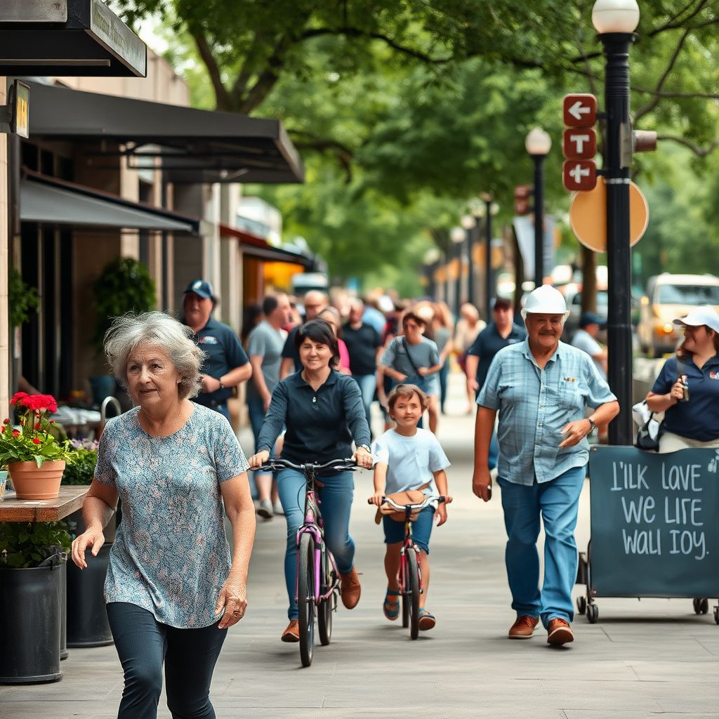 Historic downtown Cedar Hill, Texas, featuring charming brick storefronts and mature oak trees under a clear blue sky, capturing the city's unique character.